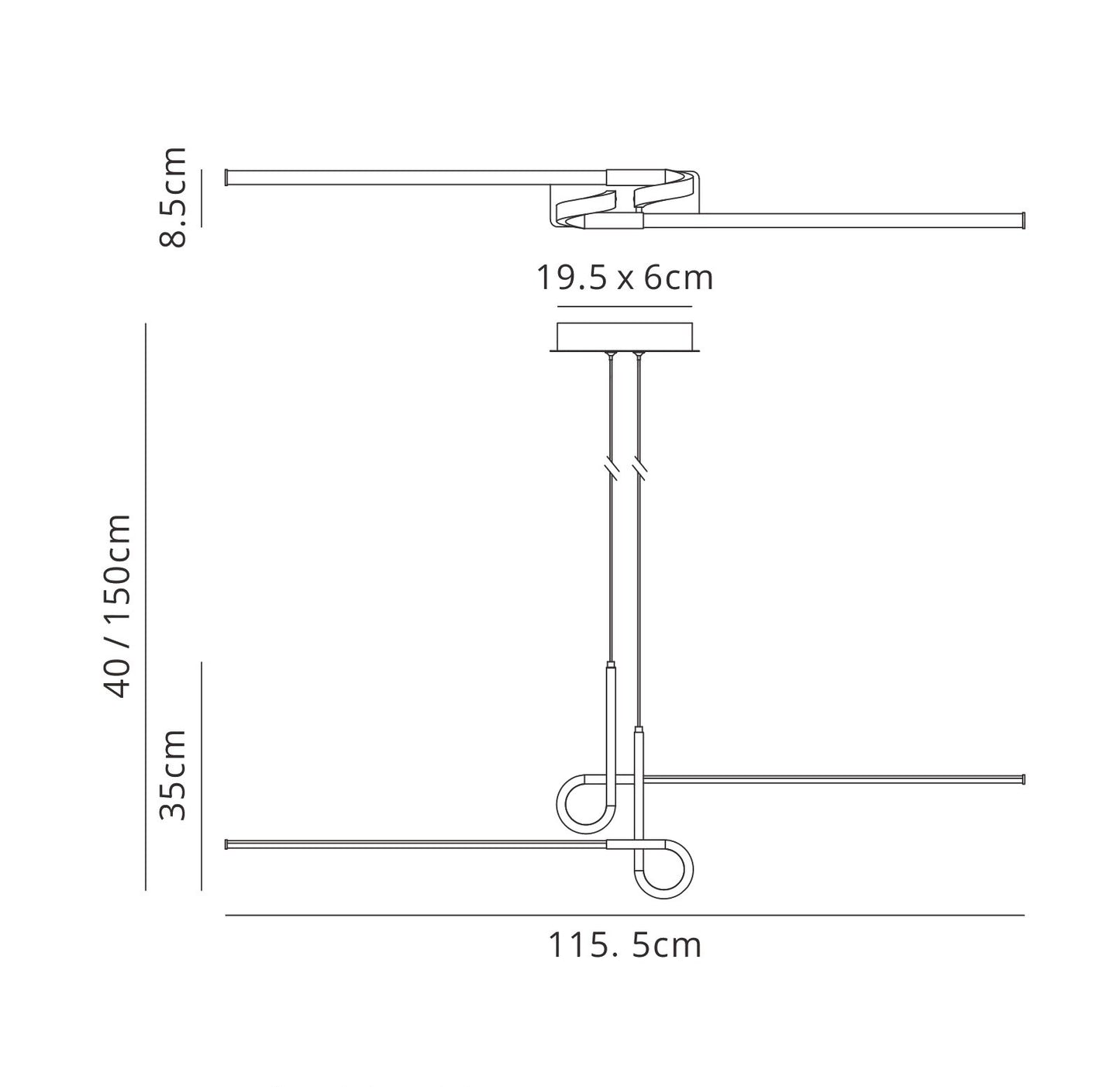 Cinto Linear Pendant 24W LED, 3000K, 1950lm, Polished Chrome, 3yrs Warranty by Mantra