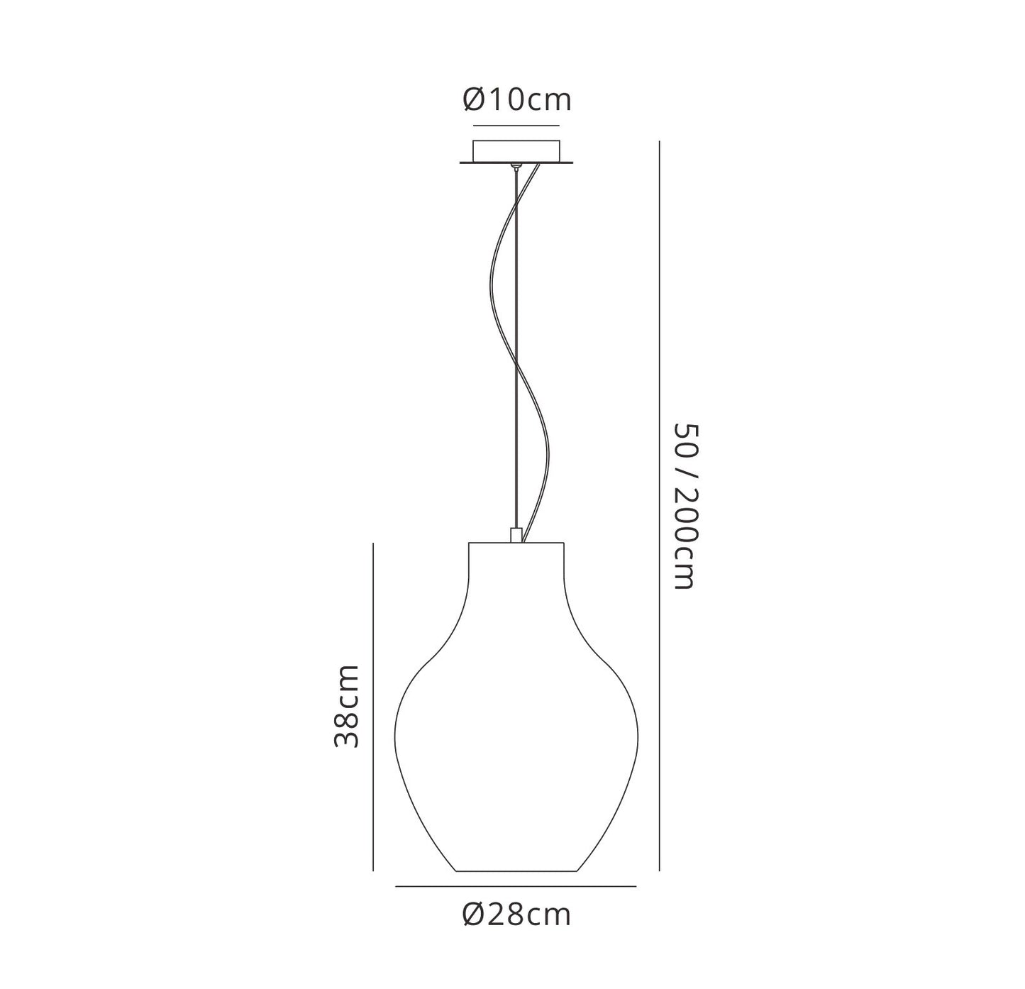Anfora Pendant 28cm Round, 1 x E27 (Max 60W), White by Mantra