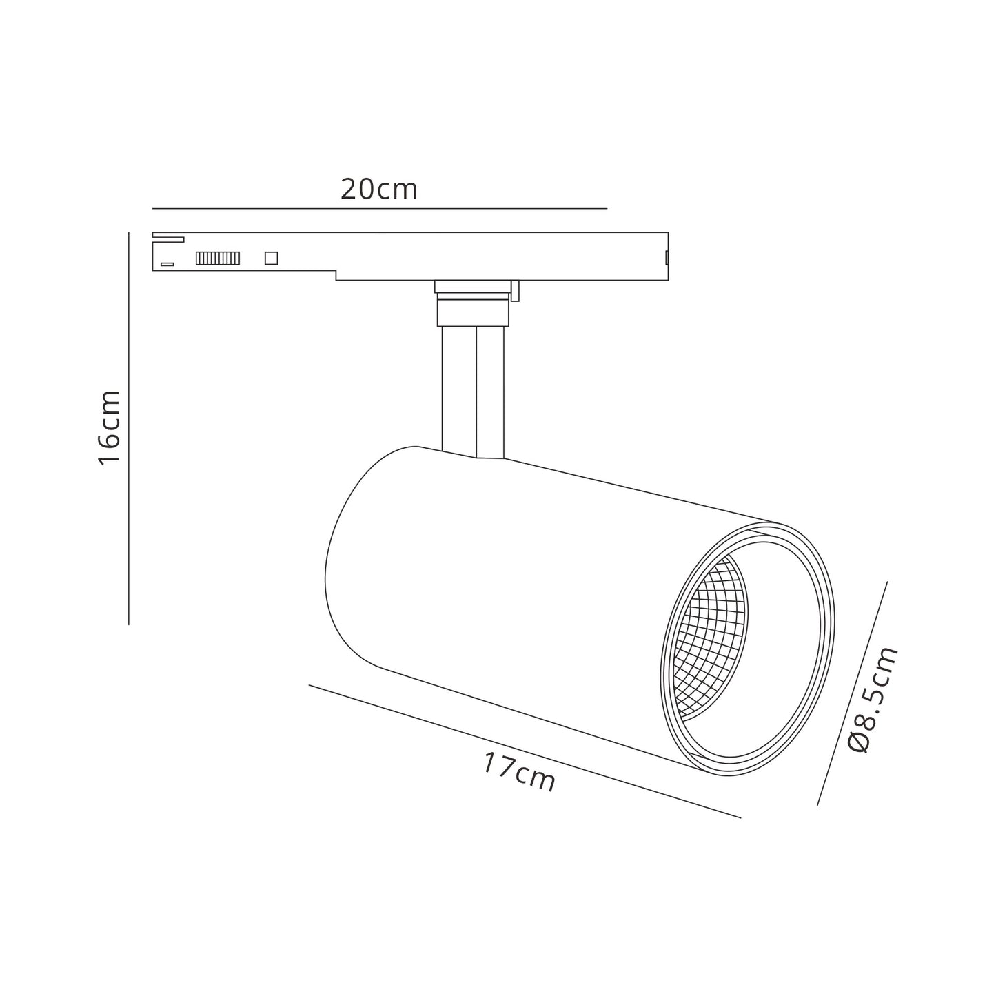 Fiji 1 Light 3 Circuit Track Light 40W LED 3000K, 4000lm, 38°, White, 5yrs Warranty by Mantra