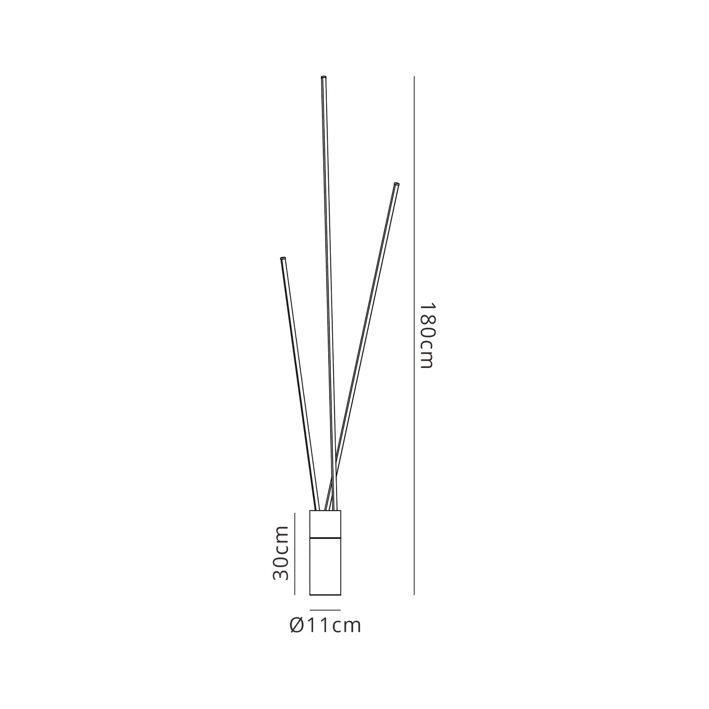 Vertical 3 Light Floor Lamp, 60W LED, 3000K, 3600lm, Dimmable, Black, 3yrs Warranty by Mantra