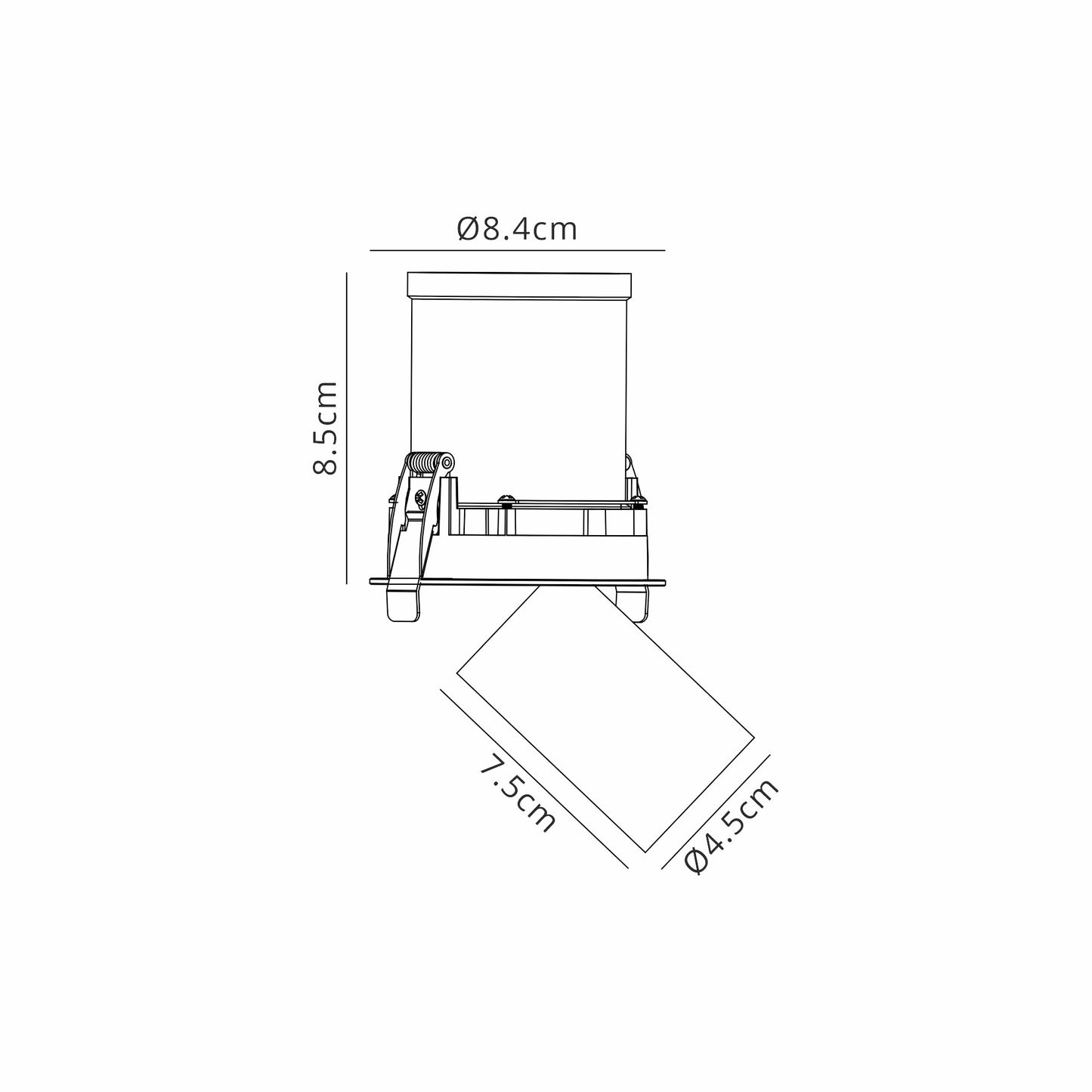Garda Retractable Recessed Swivel Spotlight, 7W, 3000K, 610lm, Black, Cut Out 84mm, Driver Included, Driver Included, 3yrs Warranty by Mantra