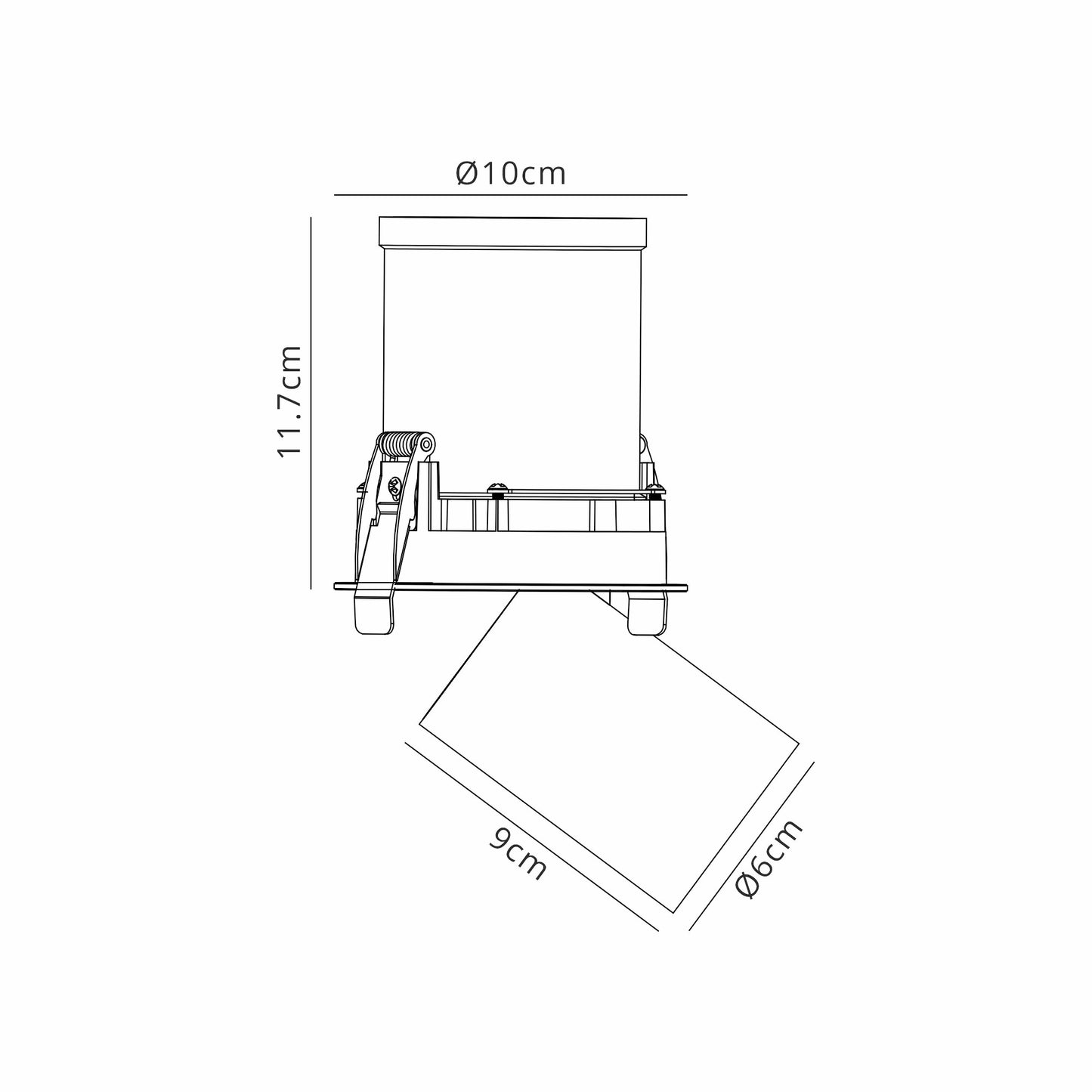 Garda Retractable Recessed Swivel Spotlight, 12W, 3000K, 1020lm, Black, Cut Out 95mm, Driver Included, Driver Included, 3yrs Warranty by Mantra