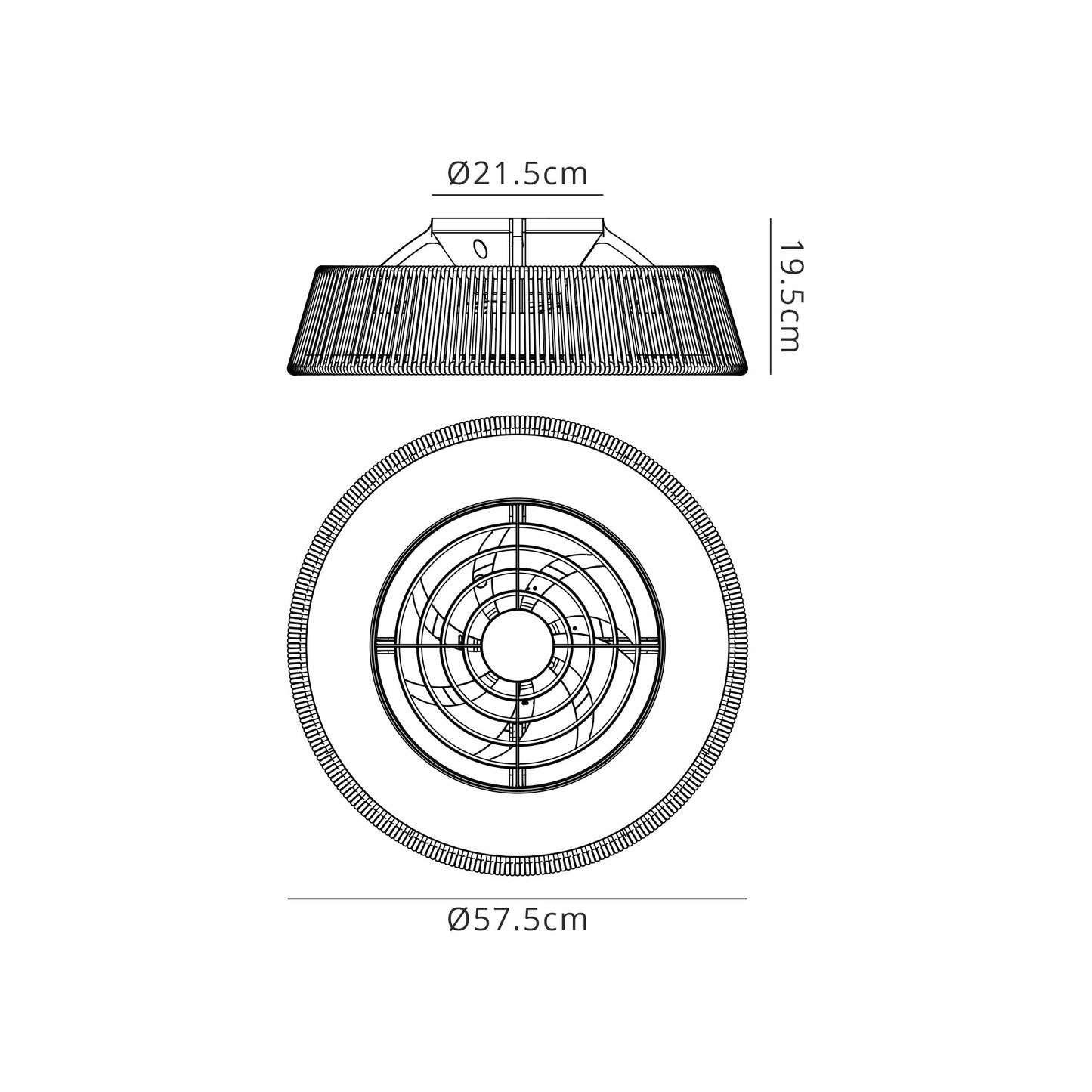 Polinesia Rope Mini 55W LED Dimmable Ceiling Light With Built-In 25W DC Reversible Fan, Beige Oscu, 3800lm, 5yrs Warranty by Mantra