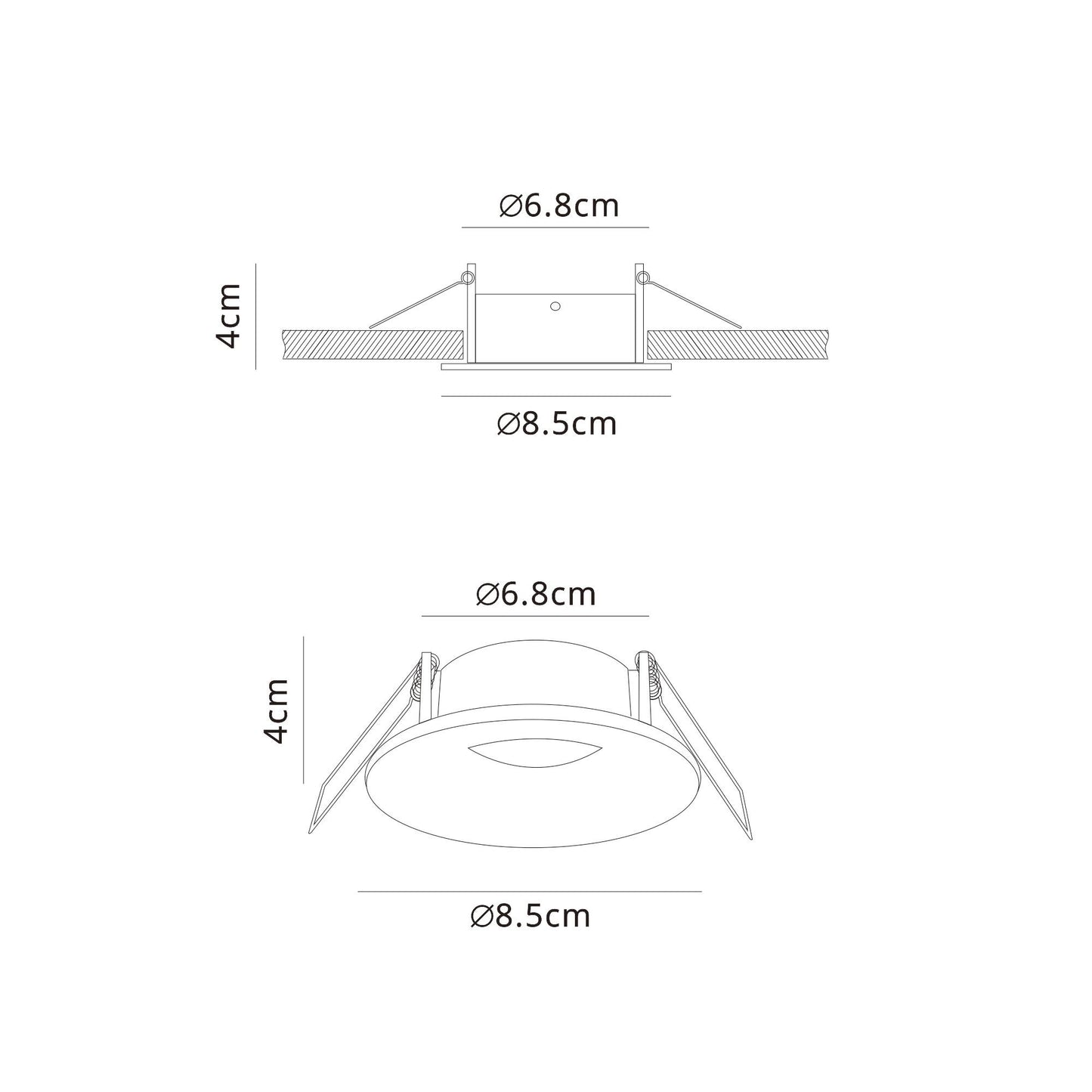 Tavira Recessed Spotlight 8.5cm Round, GU10 (Max 12W), IP54, Cut Out 68mm, Black by Mantra