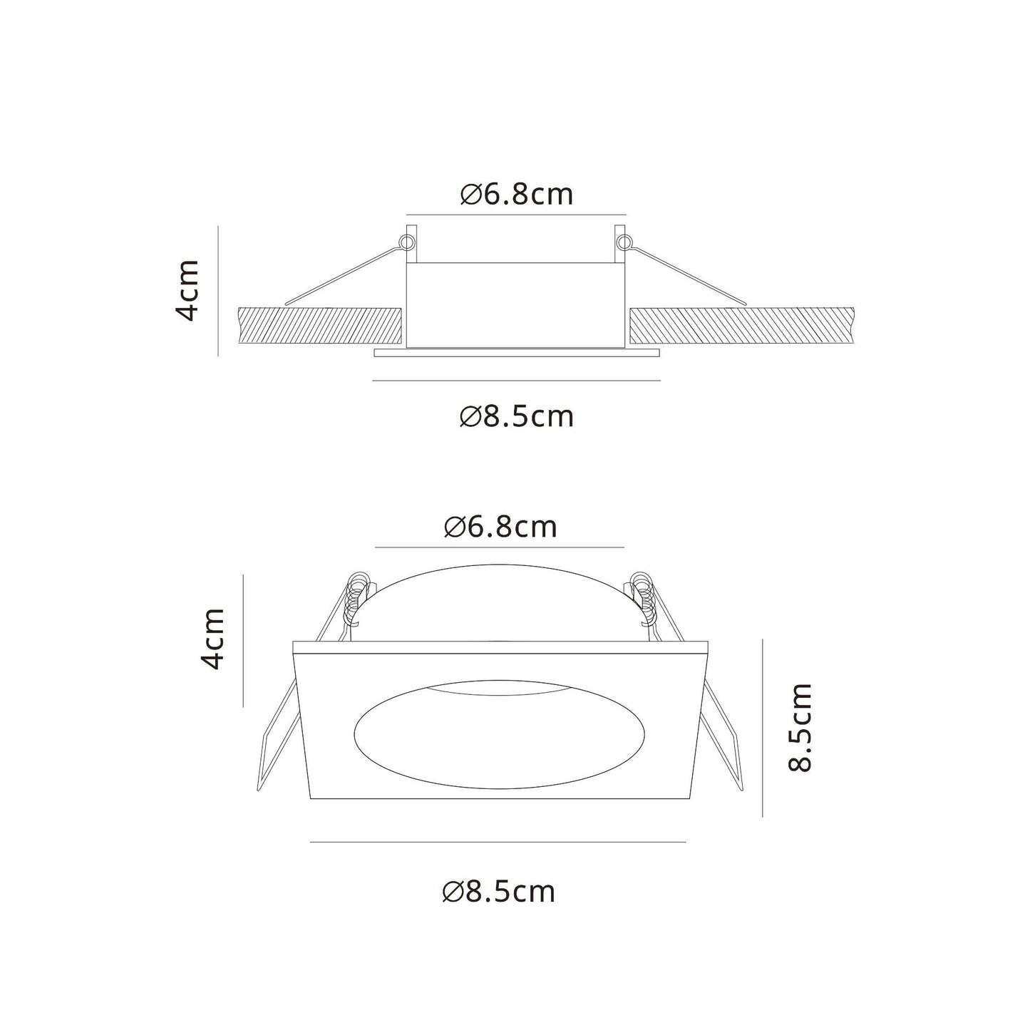 Tavira Recessed Spotlight 8.5cm Square, GU10 (Max 12W), IP54, Cut Out 68mm, White by Mantra