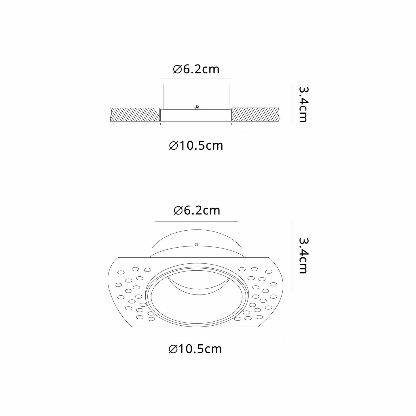 Lances Trimless Recessed Spotlight 10.5cm, GU10 (Max 12W), Cut Out 62mm, White by Mantra