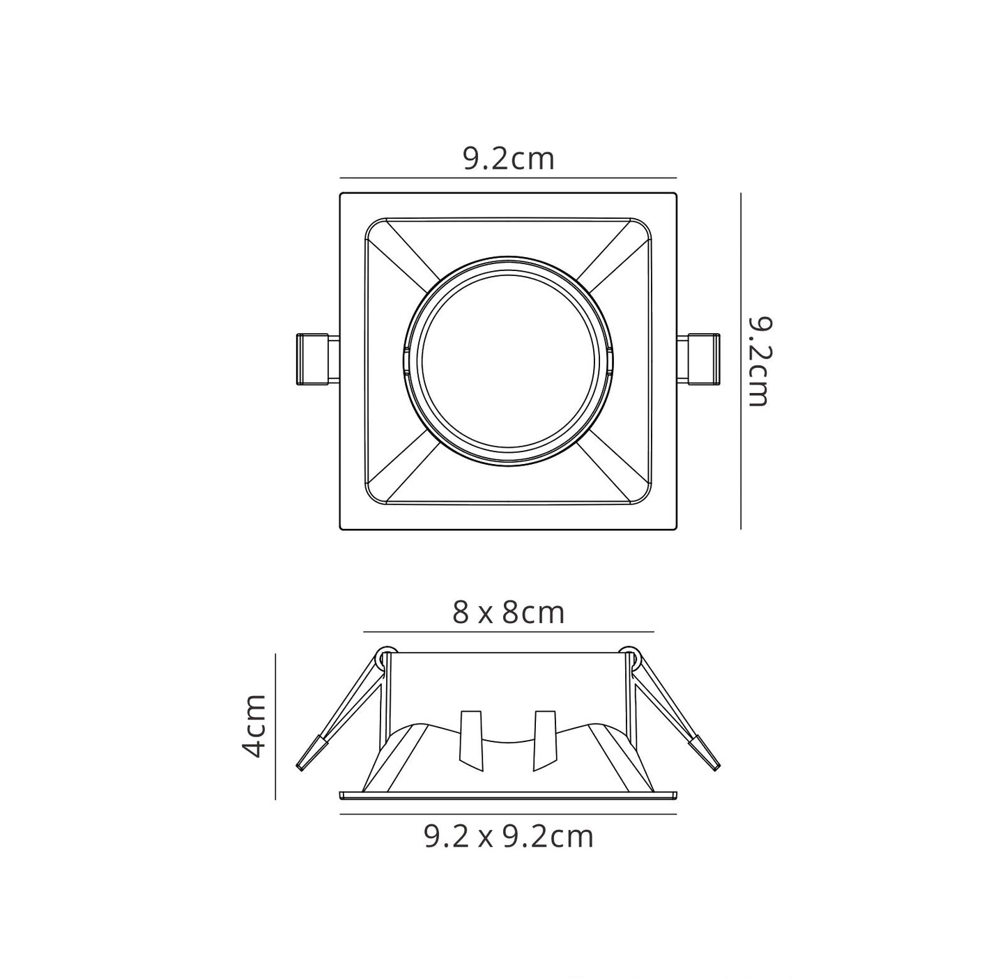 Comfort 9.2cm Square Downlight GU10, Matt Silver, Cut Out: 80x80mm, Lampholder Included by Mantra
