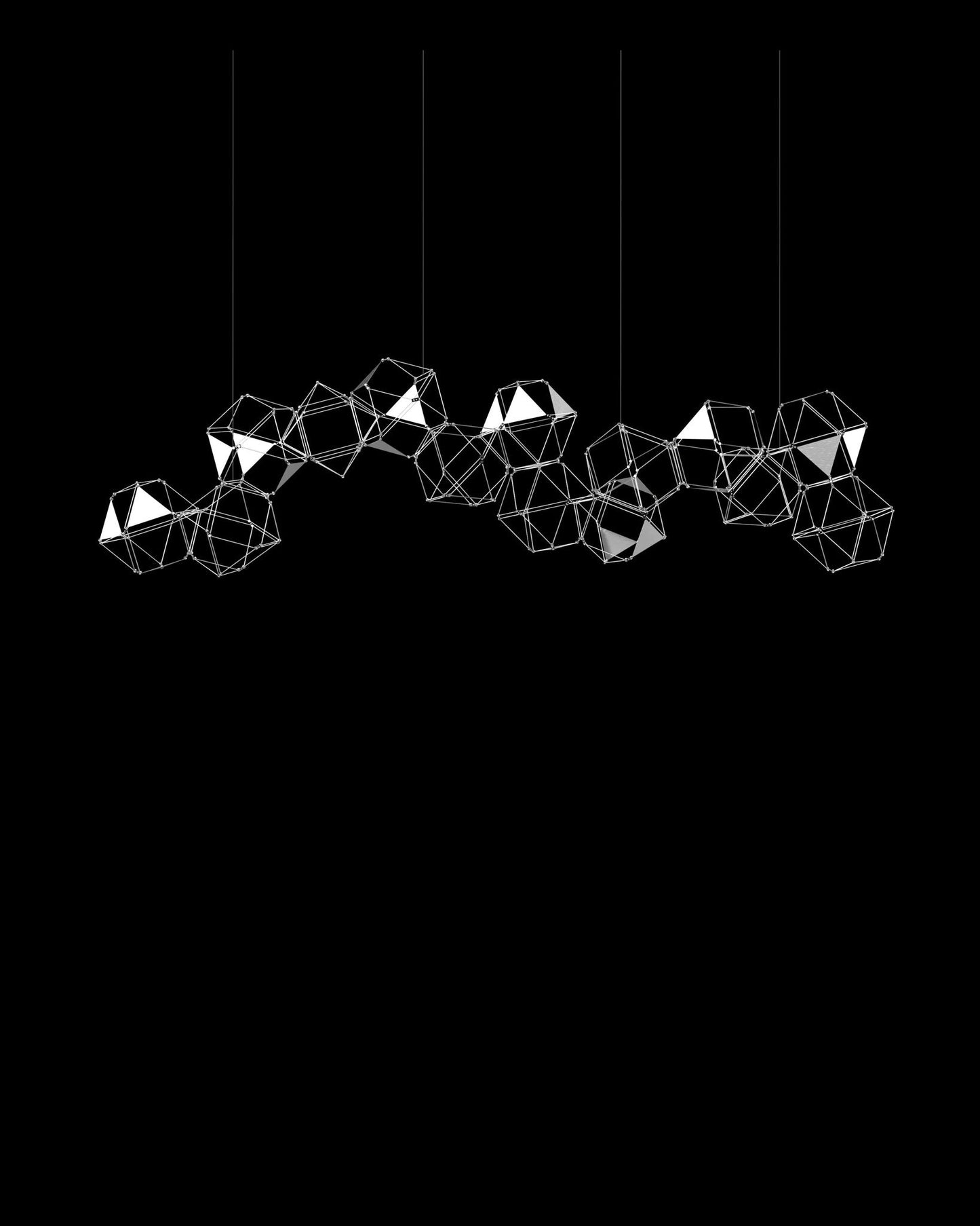 Lucciola Embellished 14 Prism Linear Pendant Stainless Steel Light