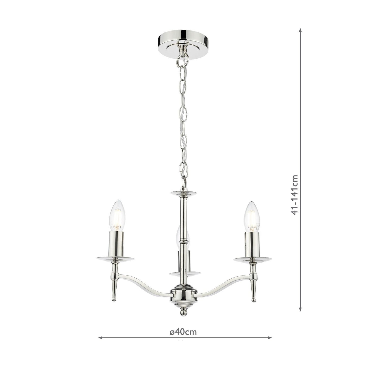 English Heritage Marble Hill 3 Light Armed fitting Polished Nickel Fitting Only