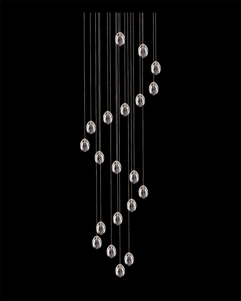 Terrene 20Lt Spiral Pendant Chrome 4 Meter Drop Dimmable Light