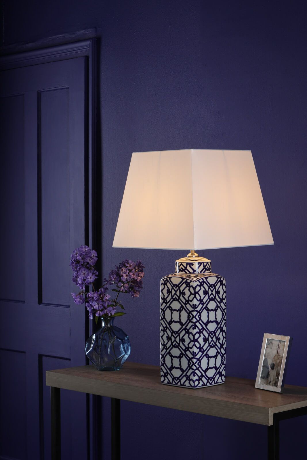 Mystic Table Lamp Blue And White With Shade