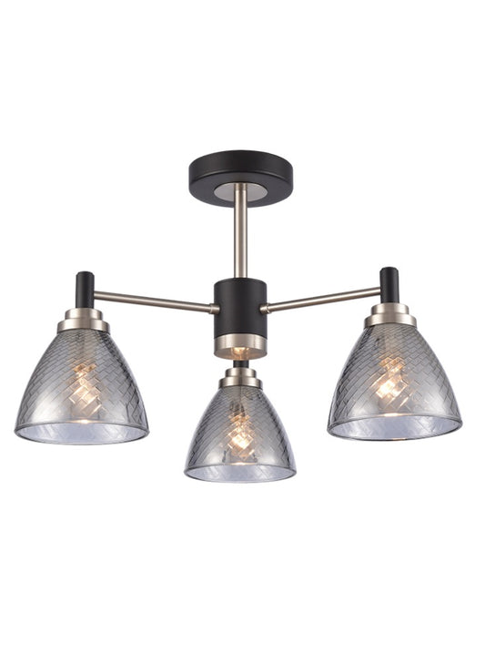 Metro 3lt semi flush fitting matt black and satin nickel