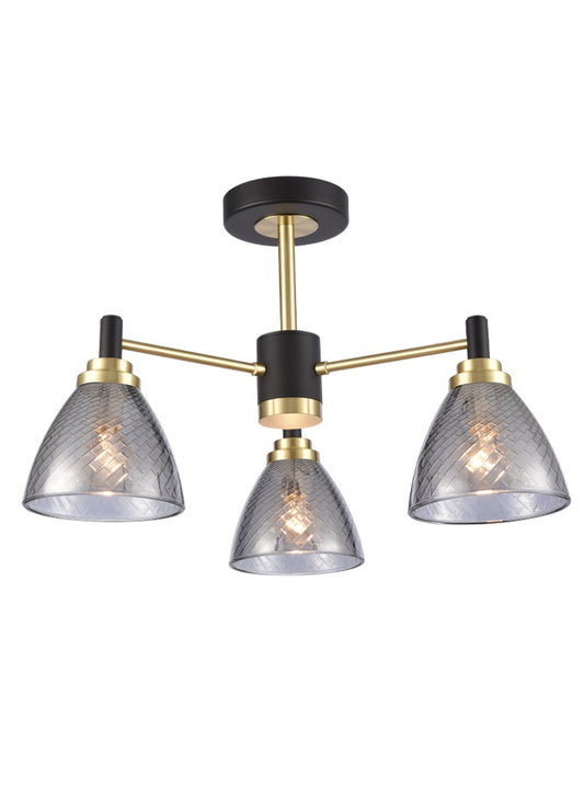 Metro 3lt semi flush Fitting matt black and satin brass