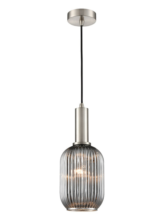 Mezcla Pendant satin nickel with smoked glass