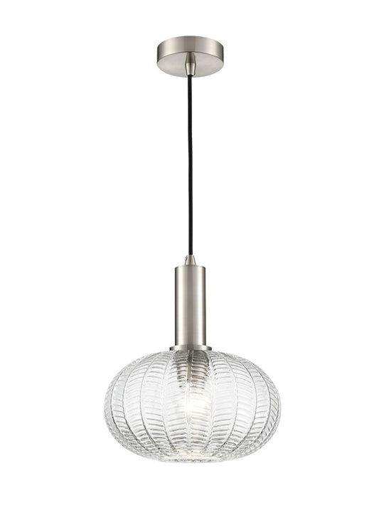 Mezcla pendant in satin nickel with chevron glass