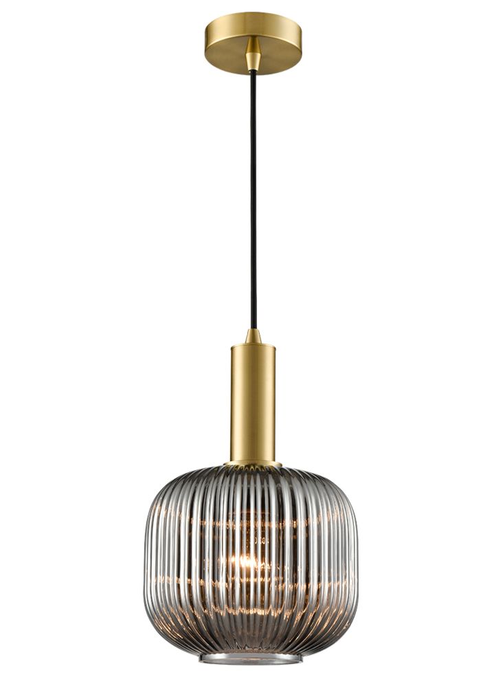 Mezcla Pendant aged brass with smoked glass