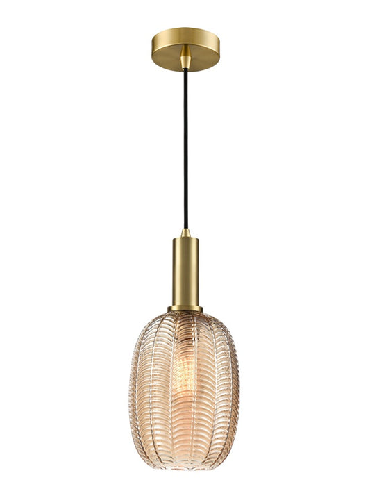 Mezcla pendant aged brass with chevron glass