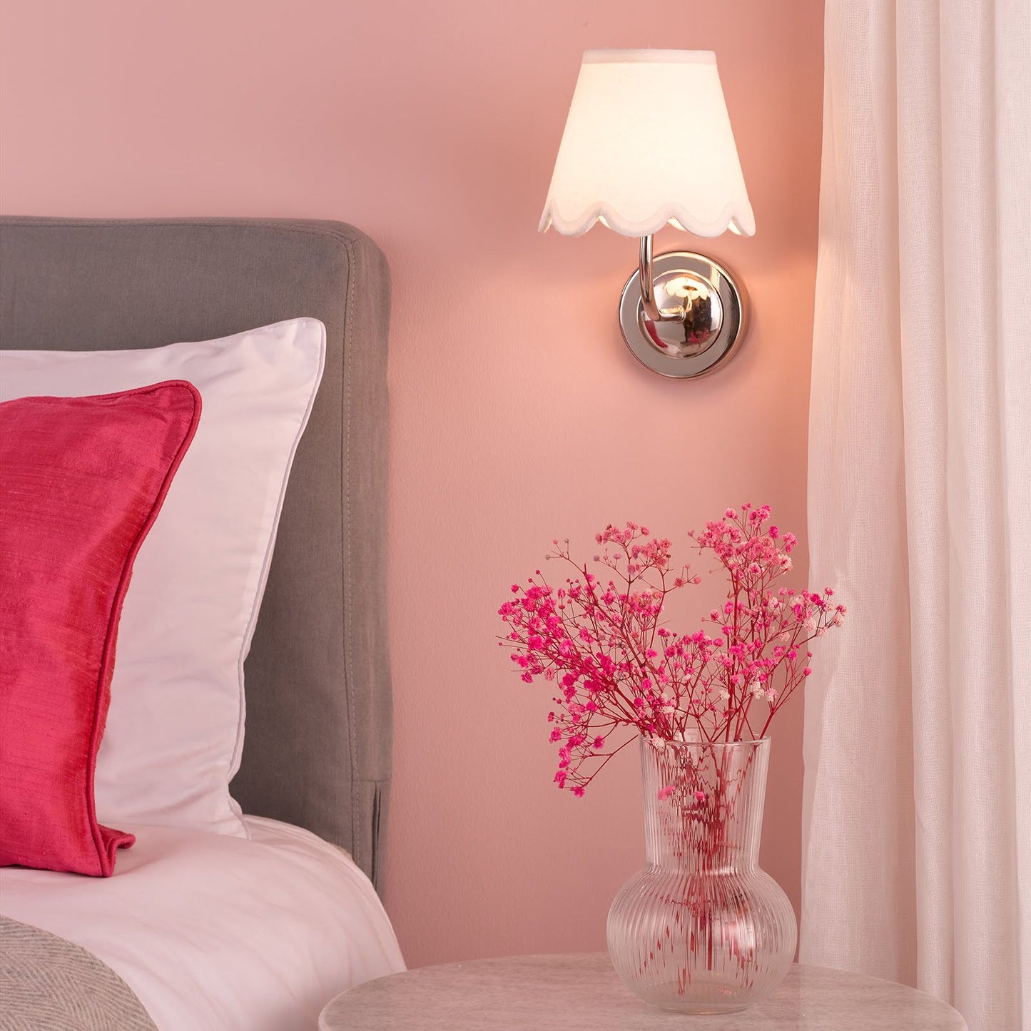 Navarro Rechargeable Wall Light Polished Nickel With Shade LED