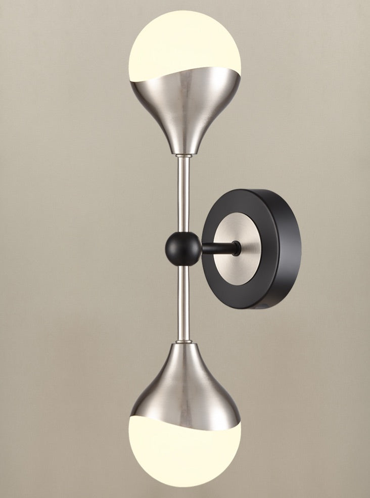 Nexus 2lt Wall Light matt black and satin nickel