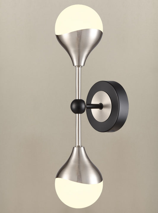 Nexus 2lt Wall Light matt black and satin nickel