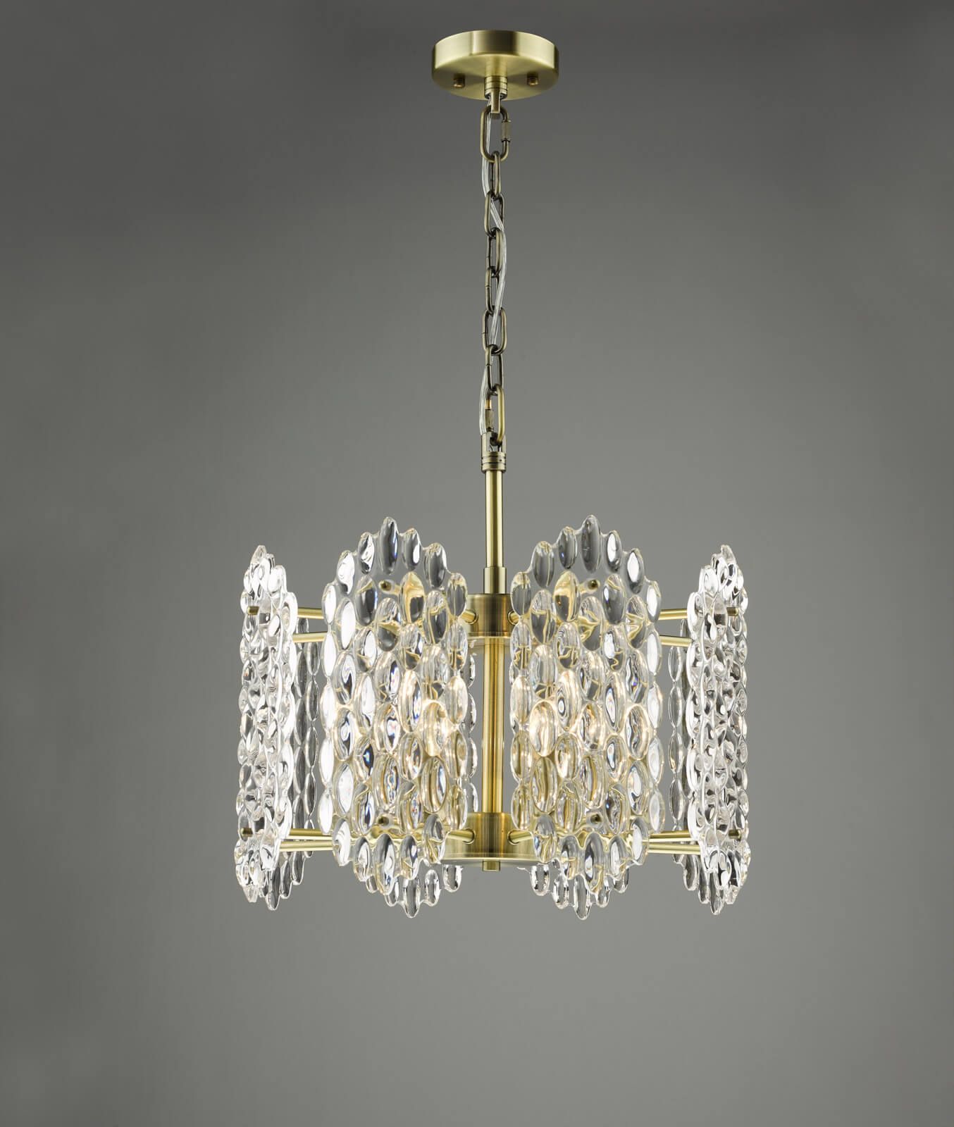 Porthos 8 Light Pendant Antique Brass and Glass