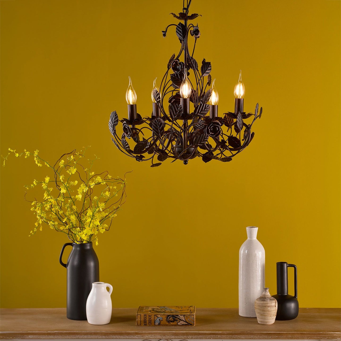 Priscilla 5 Light Pendant Matt Black/Bronze Fitting Only