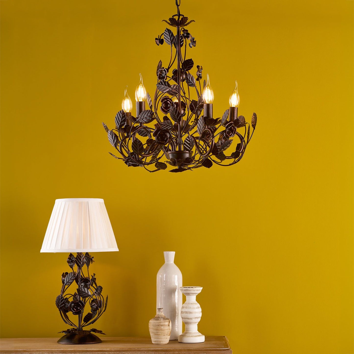 Priscilla 5 Light Pendant Matt Black/Bronze Fitting Only