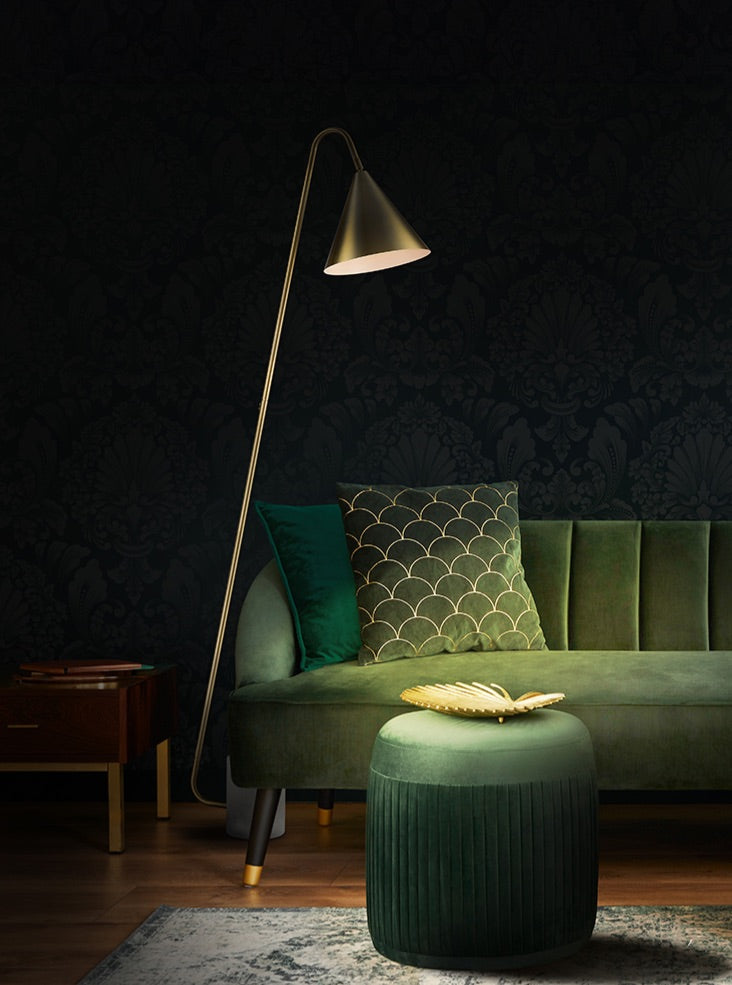 Paisley Satin Brass Floor Lamp