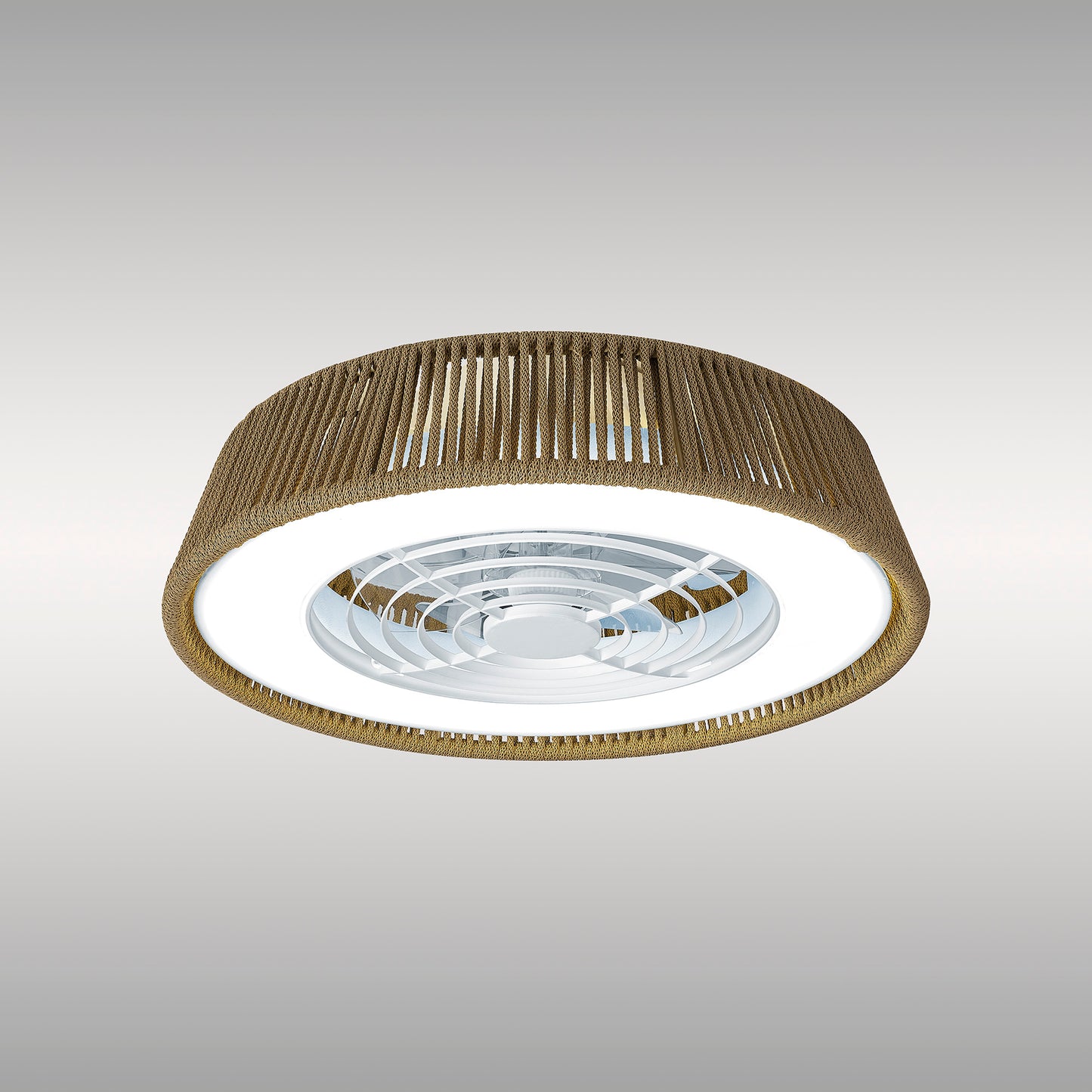 Polinesia Nautica Mini 55W LED Dimmable Ceiling Light With Built-In 25W DC Reversible Fan, Beige Oscu, 3800lm, 5yrs Warranty by Mantra