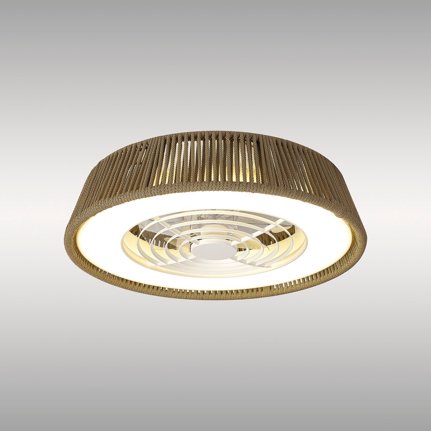 Polinesia Nautica Mini 55W LED Dimmable Ceiling Light With Built-In 25W DC Reversible Fan, Beige Oscu, 3800lm, 5yrs Warranty by Mantra