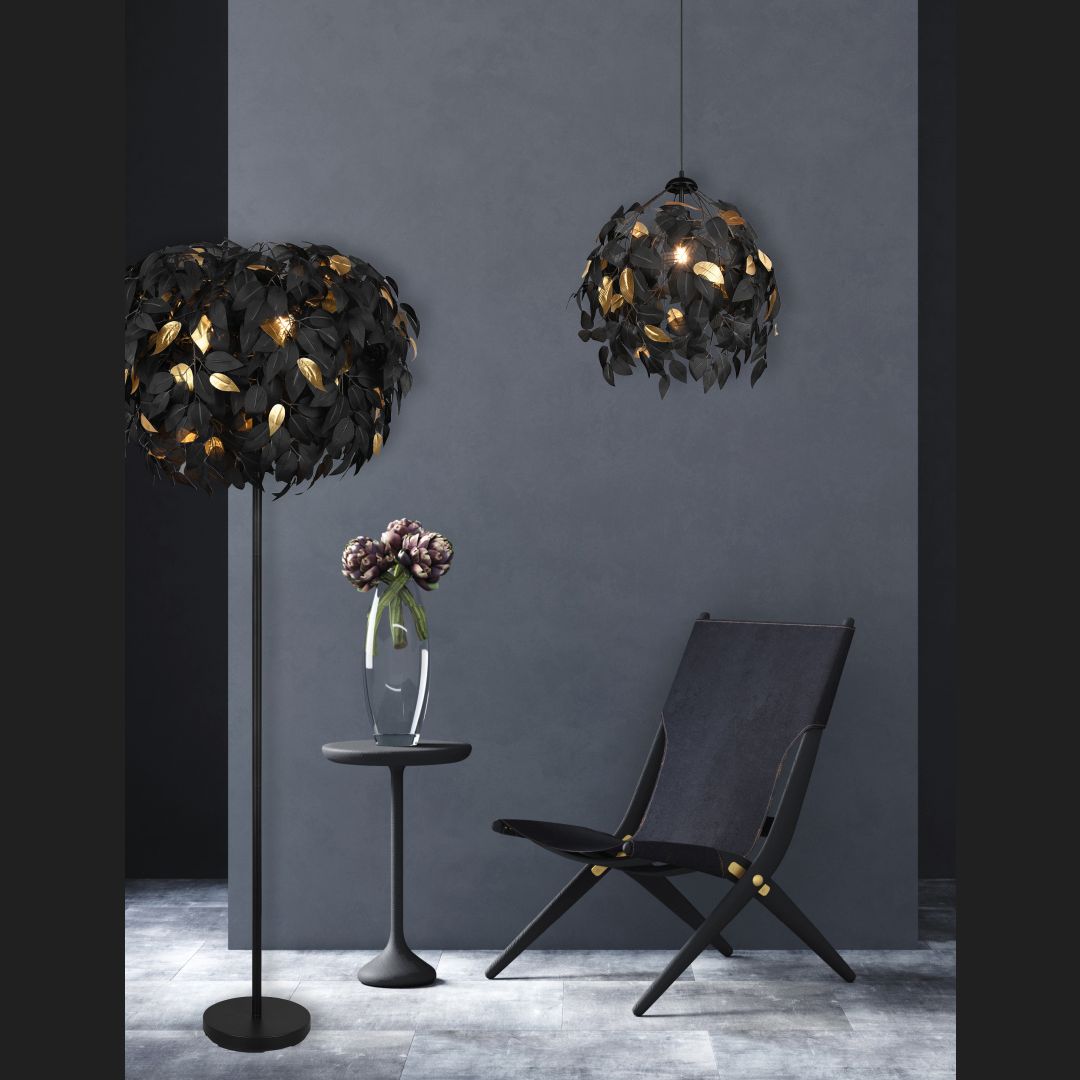 Leavy - Floor lamp - Black - Gold - Reality