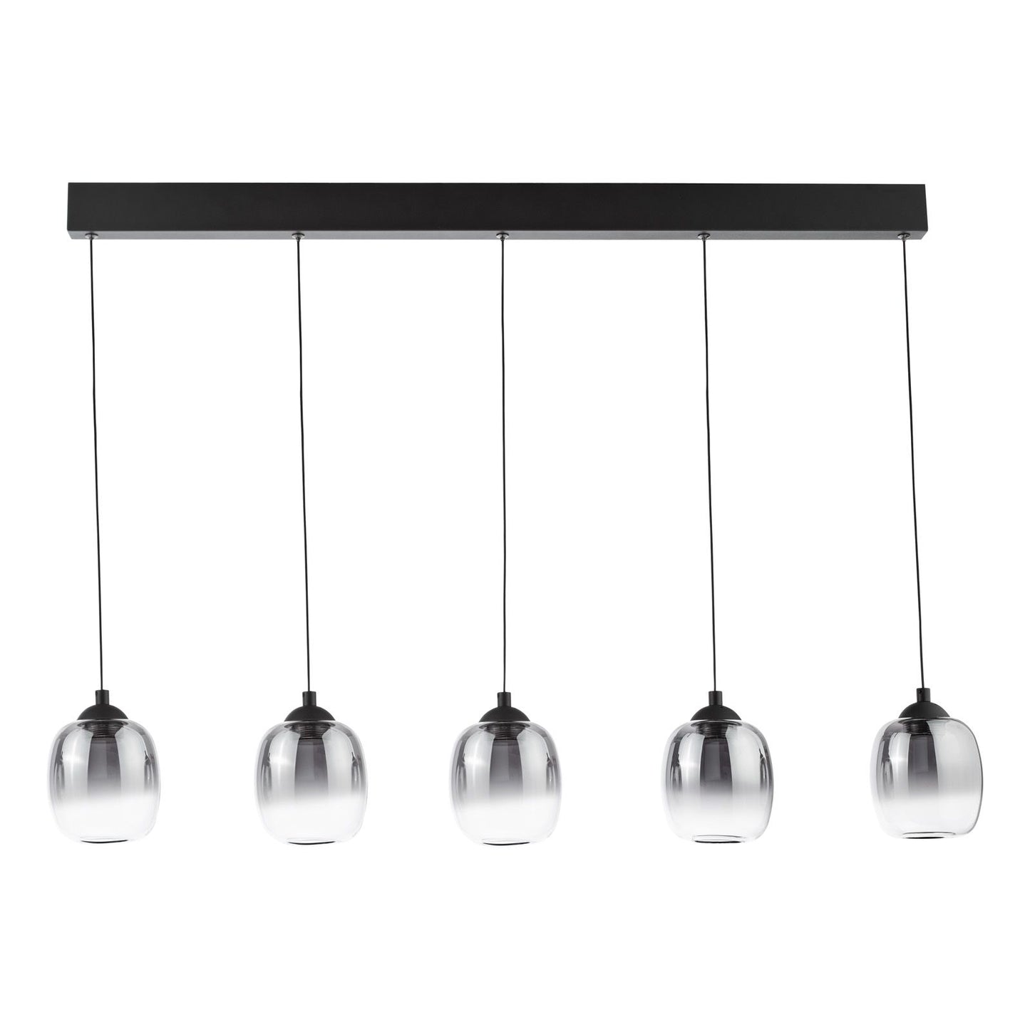 Ramona 5 Light Bar Pendant Matt Black and Smoked Ombre Glass LED