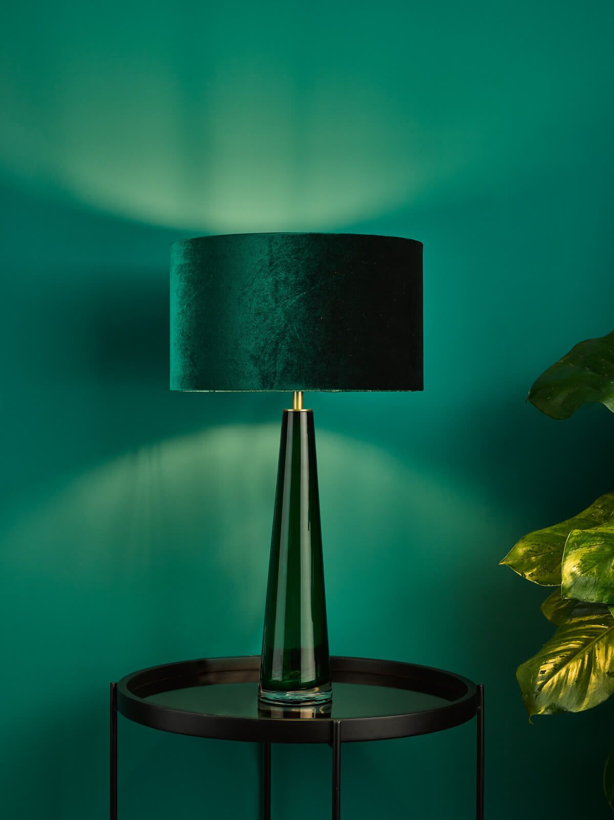 Samara Table Lamp Green Glass With Shade