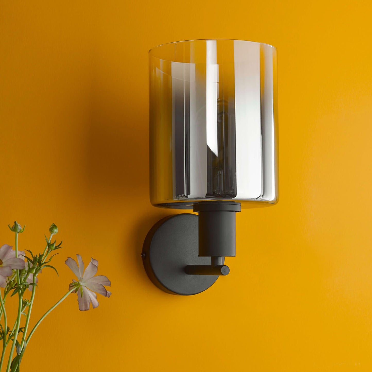 Savannah Wall Light Matt Black and Smoked Glass