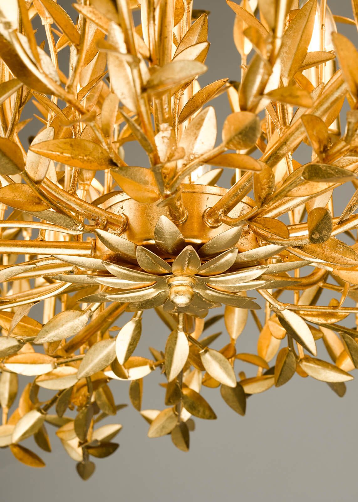 Silvius 12 Light Oval Pendant Gold Leaf