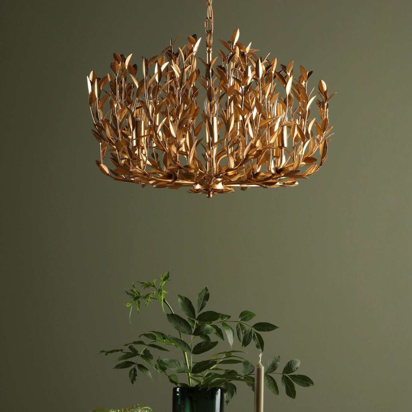 Silvius 9 Light Pendant Gold Leaf