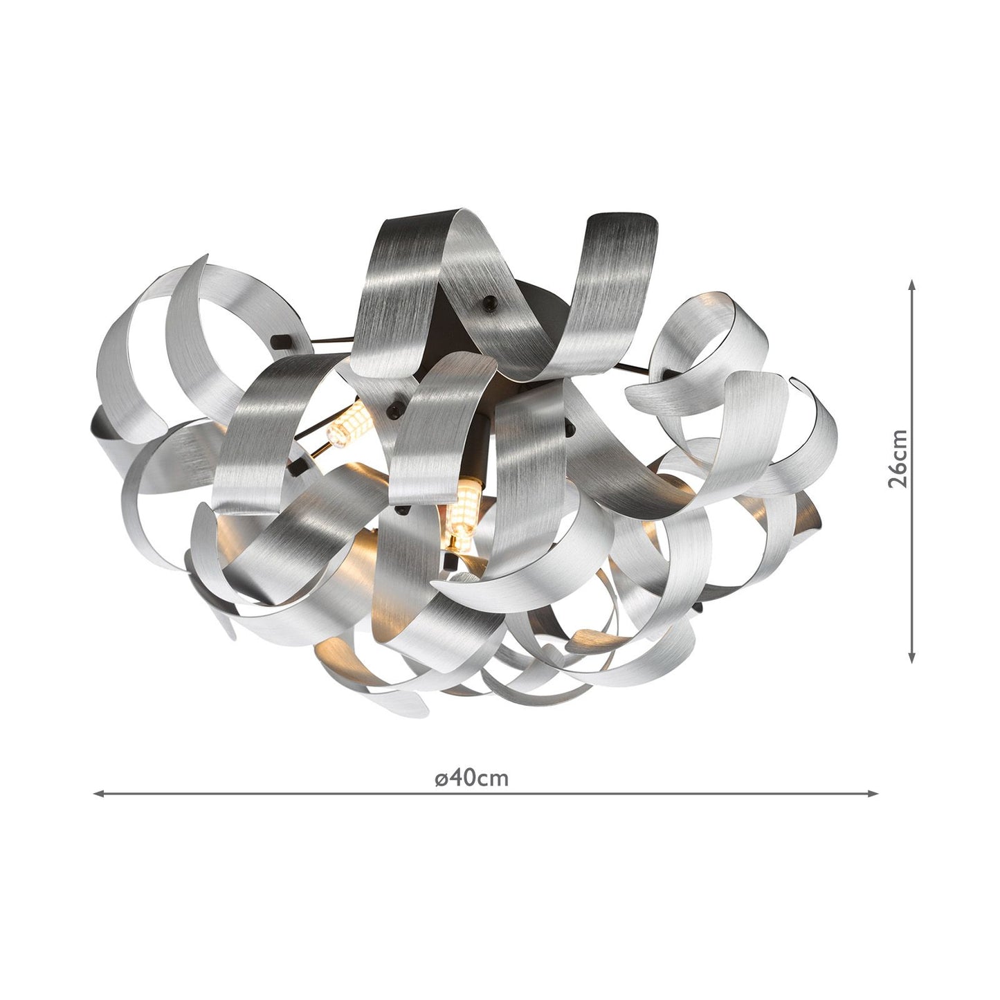 Swash 4 Light Flush Black With Aluminium Ribbons