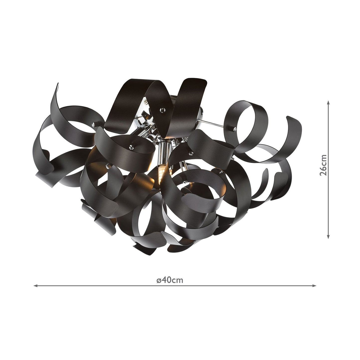 Swash 4 Light Flush Polished Chrome With Black Ribbons
