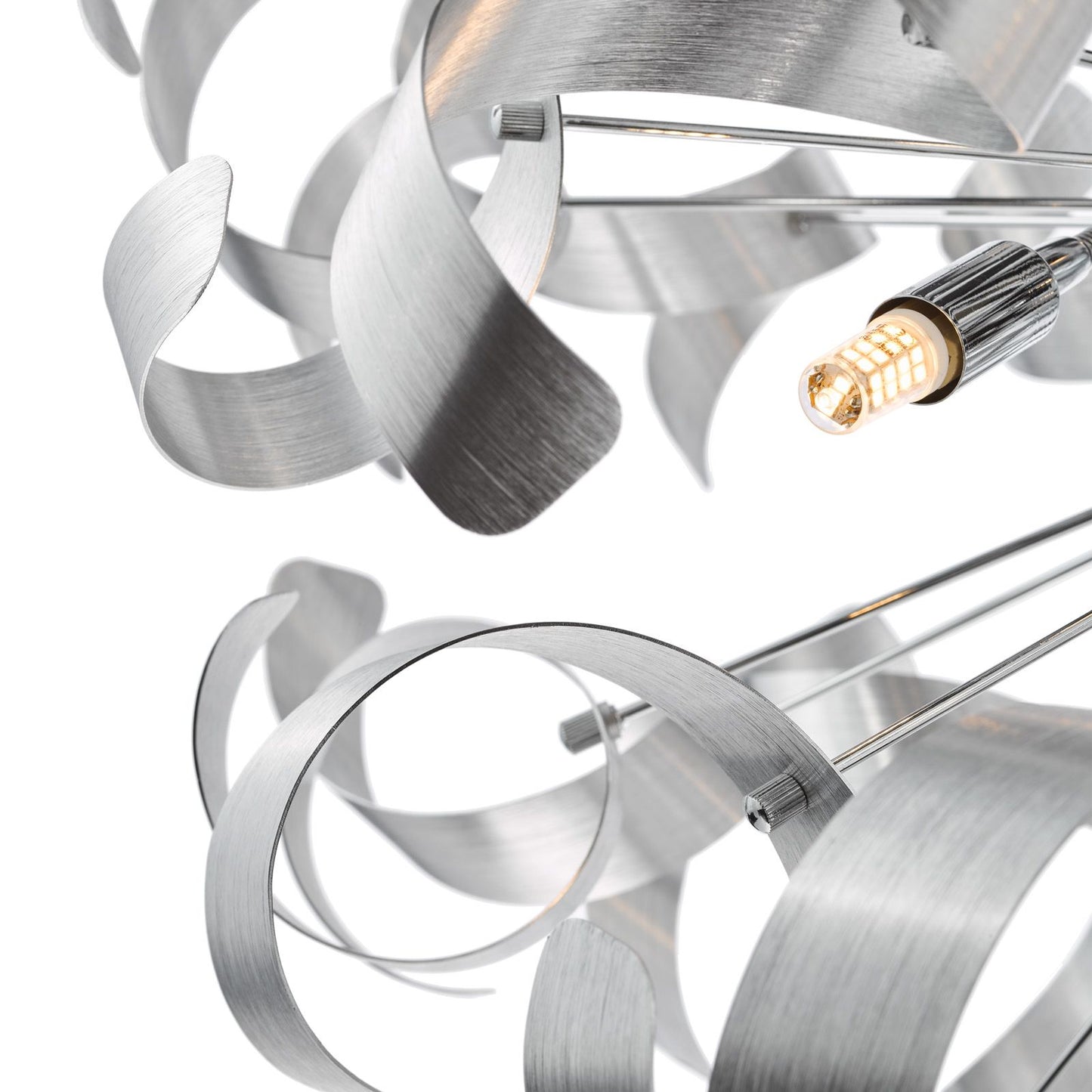 Swash 12 Light Pendant Polished Chrome With Aluminium Ribbons