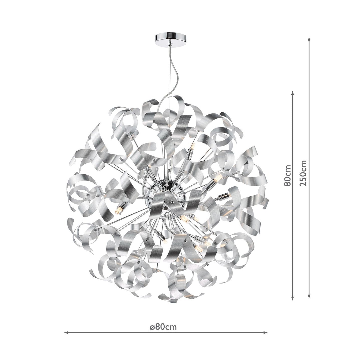 Swash 12 Light Pendant Polished Chrome With Aluminium Ribbons
