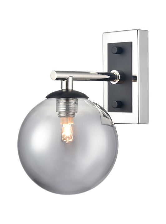 Stellar Wall Light Polished Nickel with Smoke Glass