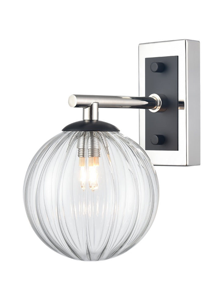 Stellar Wall bracket matt black and polished nickel with clear glass