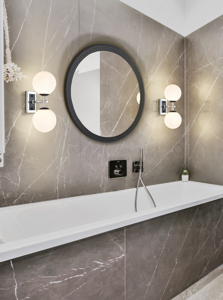 Stellar 2lt Bracket matt black and polished nickel with opal glass