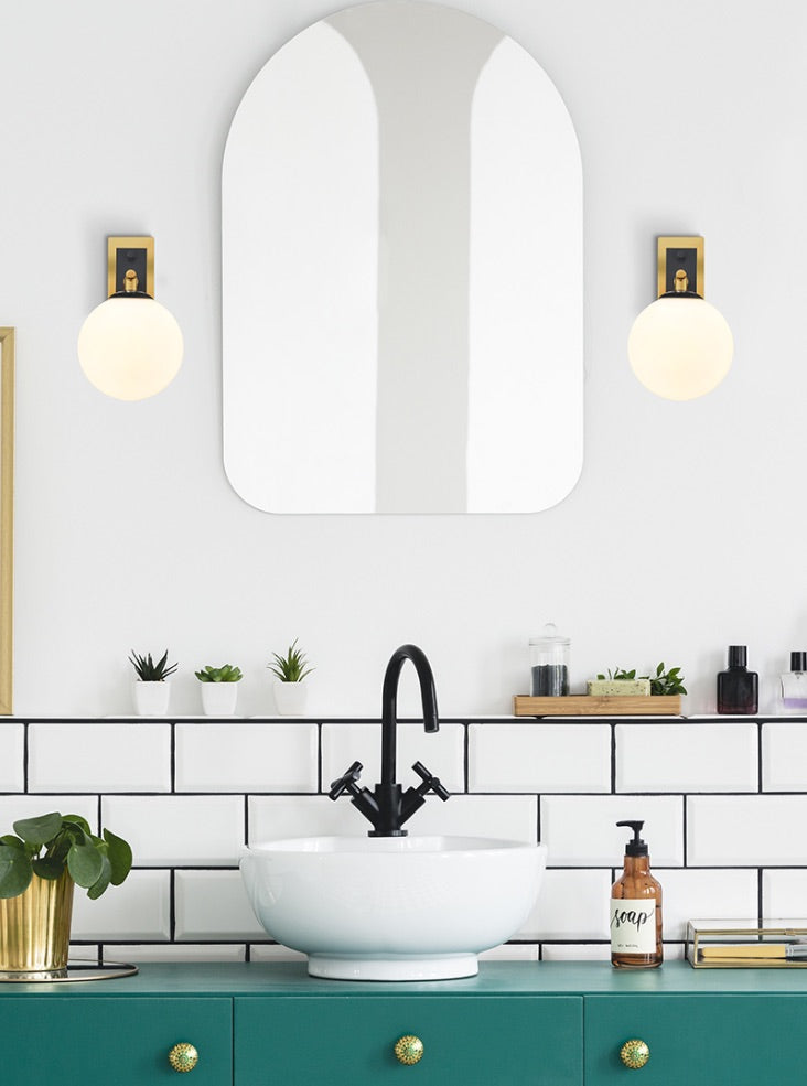 Stellar Wall bracket matt black and aged brass with opal glass