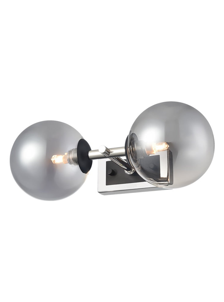 Stellar 2lt Bracket matt black and polished nickel with smoked glass