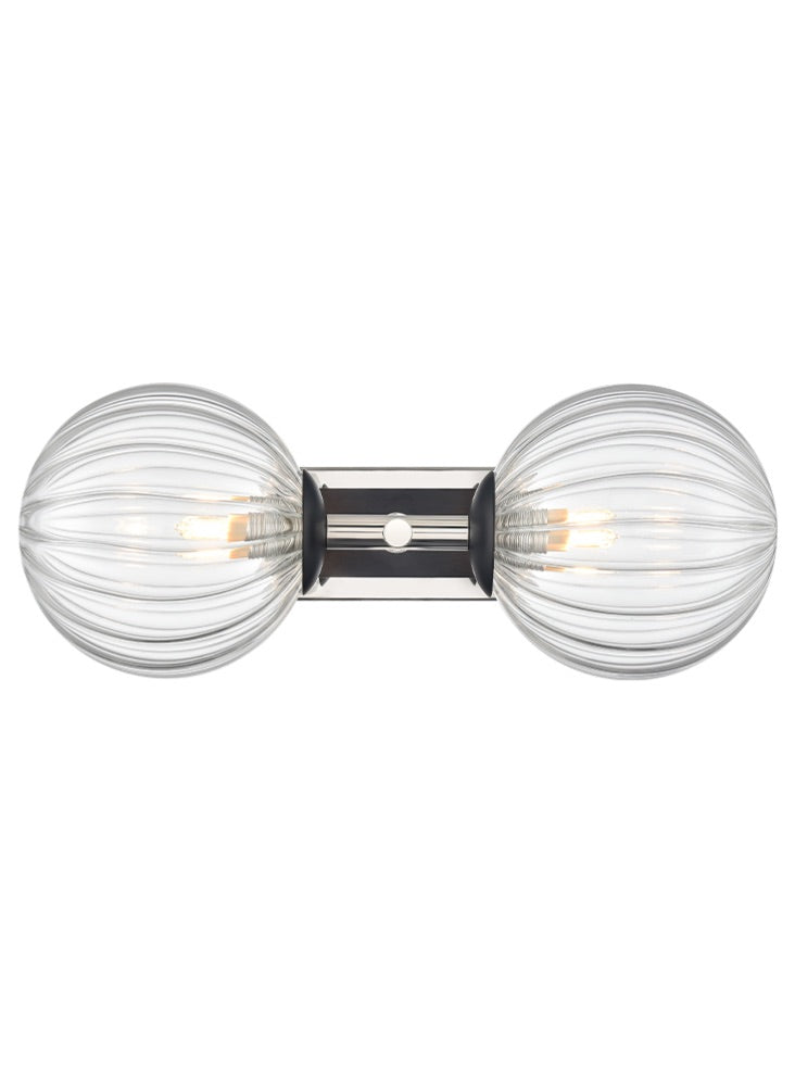 Stellar 2lt Bracket matt black and polished nickel with clear glass