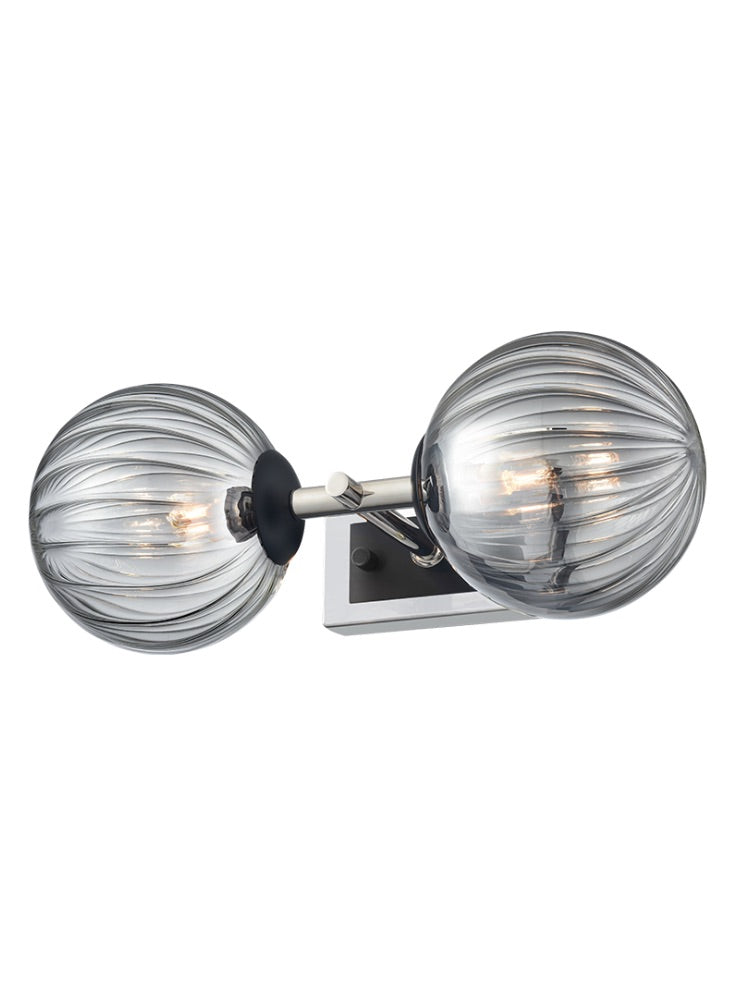 Stellar 2lt Bracket matt black and polished nickel with smoked glass