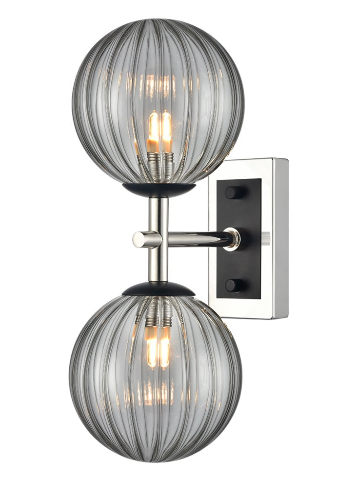 Stellar 2lt Bracket matt black and polished nickel with smoked glass
