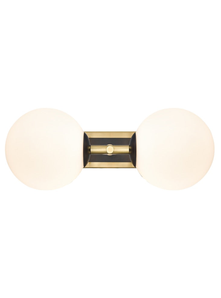 Stellar 2lt Bracket matt black aged brass with opal glass