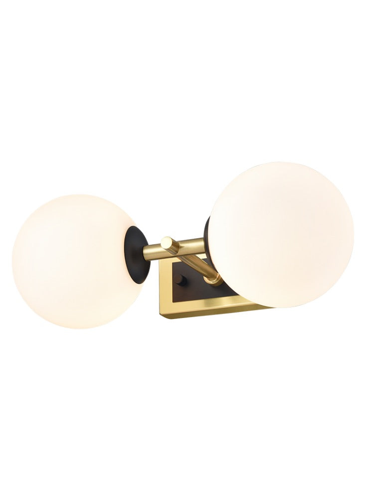 Stellar 2lt Bracket matt black aged brass with opal glass